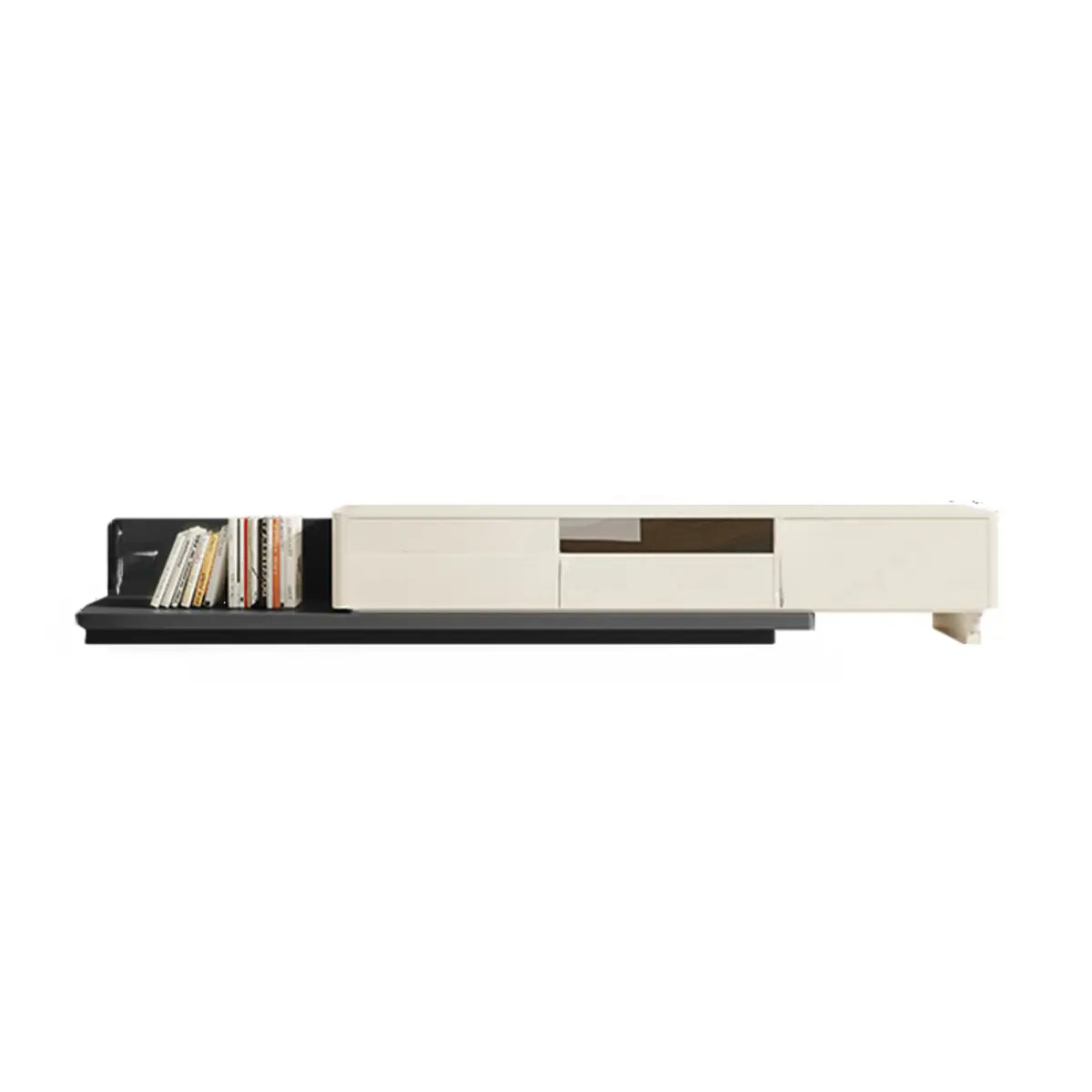 Green-White Fresh Long Wood Rectangle Storage TV Stand Image - 5