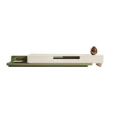 Green-White Fresh Long Wood Rectangle Storage TV Stand Image - 6