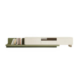 Green-White Fresh Long Wood Rectangle Storage TV Stand Image - 7