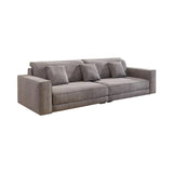 Grey Abrasive Cloth Fabric Cushion Back Extra Long Sofa Image - 9