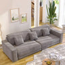 Grey Abrasive Cloth Fabric Cushion Back Extra Long Sofa Image - 2