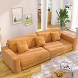 Grey Abrasive Cloth Fabric Cushion Back Extra Long Sofa Image - 5