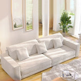 Grey Abrasive Cloth Fabric Cushion Back Extra Long Sofa Image - 7