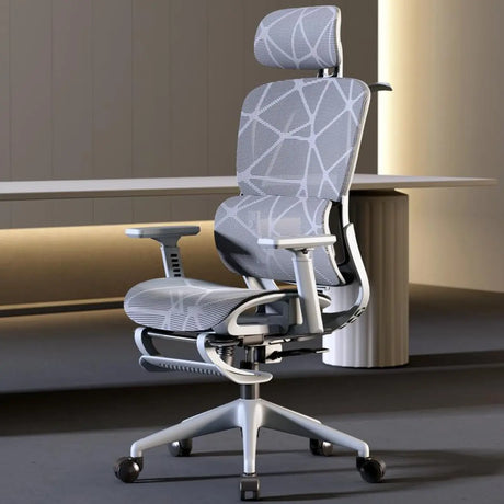 Grey Adjustable Ergonomic Mesh Office Chair with Headrest Image - 1