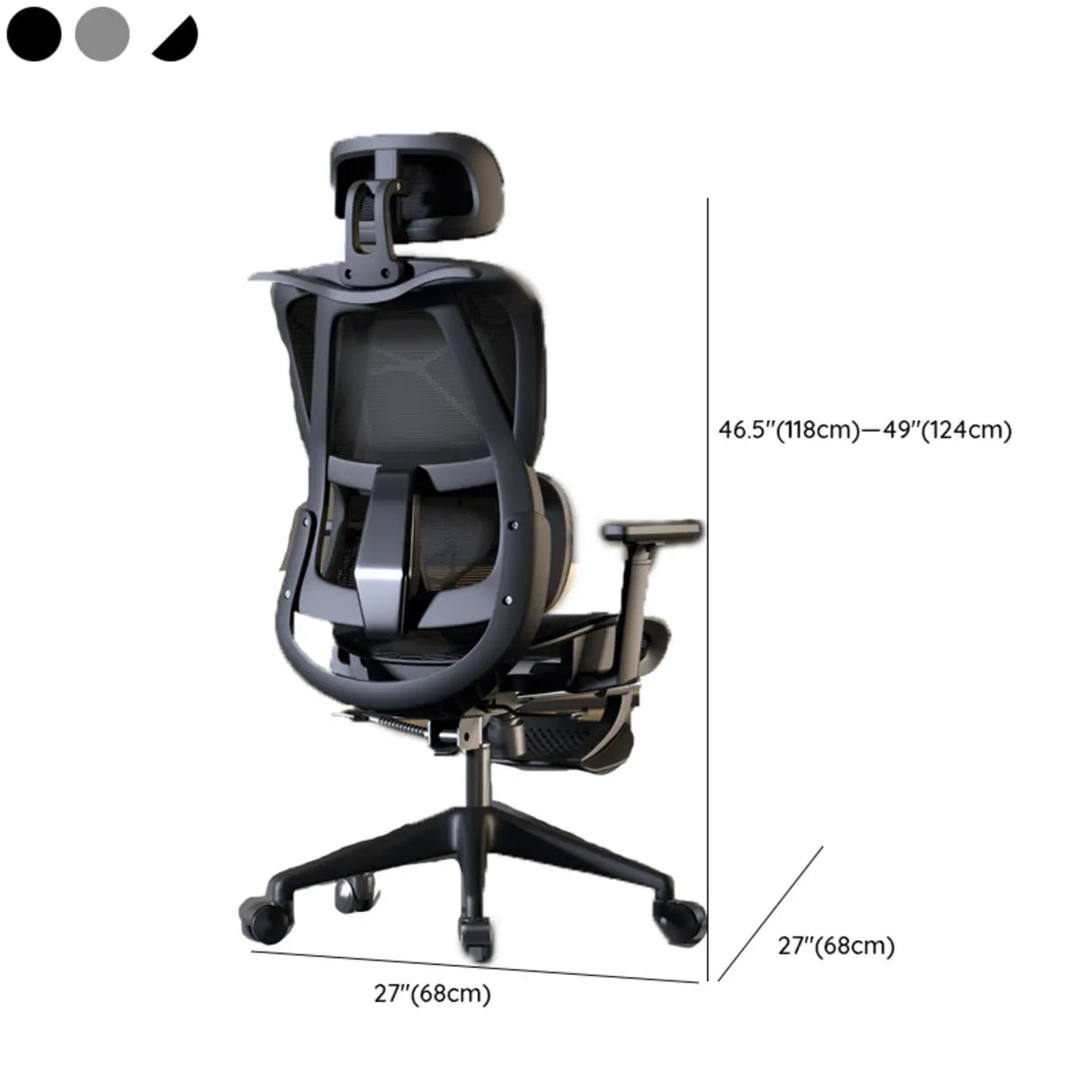 Grey Adjustable Ergonomic Mesh Office Chair with Headrest 