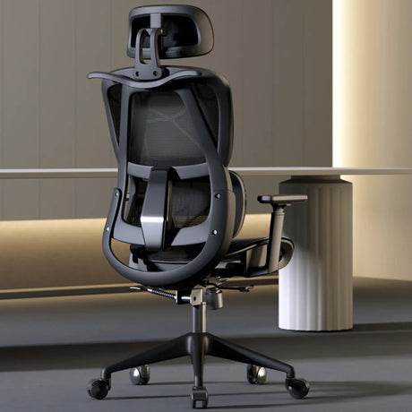 Grey Adjustable Ergonomic Mesh Office Chair with Headrest Image - 2