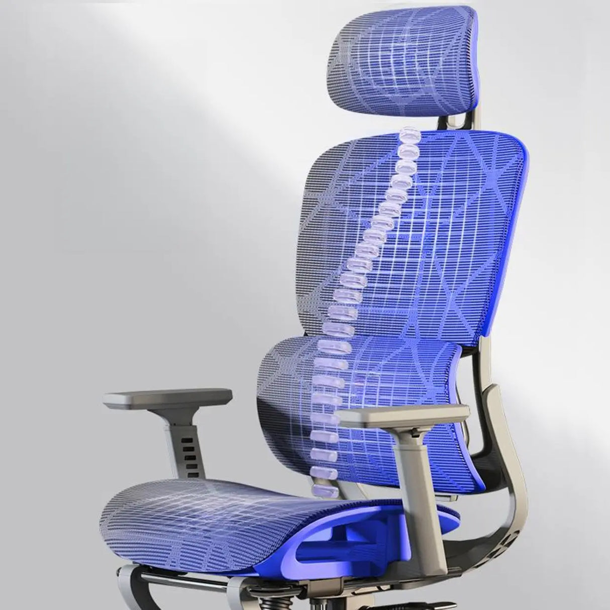 Grey Adjustable Ergonomic Mesh Office Chair with Headrest Image - 4