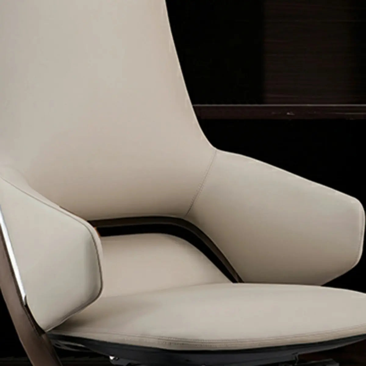 Grey Adjustable High-Back Leather Swivel Office Chair Image - 6