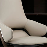 Grey Adjustable High-Back Leather Swivel Office Chair Image - 6