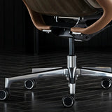 Grey Adjustable High-Back Leather Swivel Office Chair Image - 7