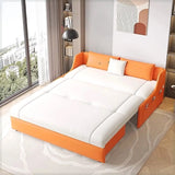 Grey Armless Rectangular Leather Storage Futon Daybed Image - 4
