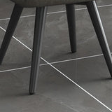 Grey Backrest Linen Upholstered Metal Leg Dining Chairs Image - 10