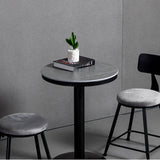 Grey Circular Round Sintered Stone Small Bistro Bar Table Image - 10