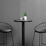 Grey Circular Round Sintered Stone Small Bistro Bar Table Image - 11