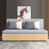 Grey Cotton Blend Pillow Back Sofa Bed with Slipcover Image - 1