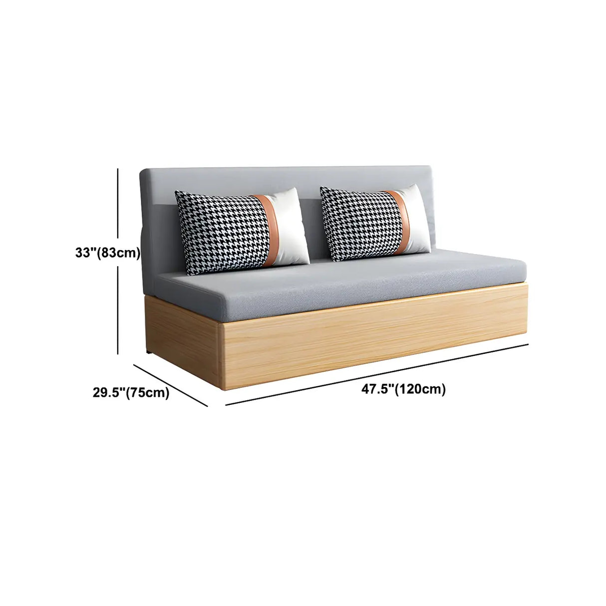 Grey Cotton Blend Pillow Back Sofa Bed with Slipcover Image - 11