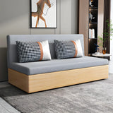 Grey Cotton Blend Pillow Back Sofa Bed with Slipcover Image - 2