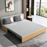 Grey Cotton Blend Pillow Back Sofa Bed with Slipcover Image - 3