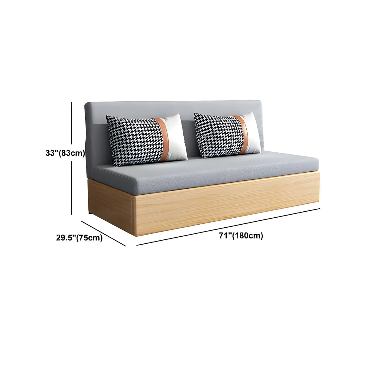 Grey Cotton Blend Pillow Back Sofa Bed with Slipcover Image - 13