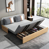 Grey Cotton Blend Pillow Back Sofa Bed with Slipcover Image - 4
