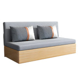 Grey Cotton Blend Pillow Back Sofa Bed with Slipcover Image - 5