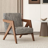 Grey Cotton Linen Tight Back Square Arm Accent Chair Image - 1