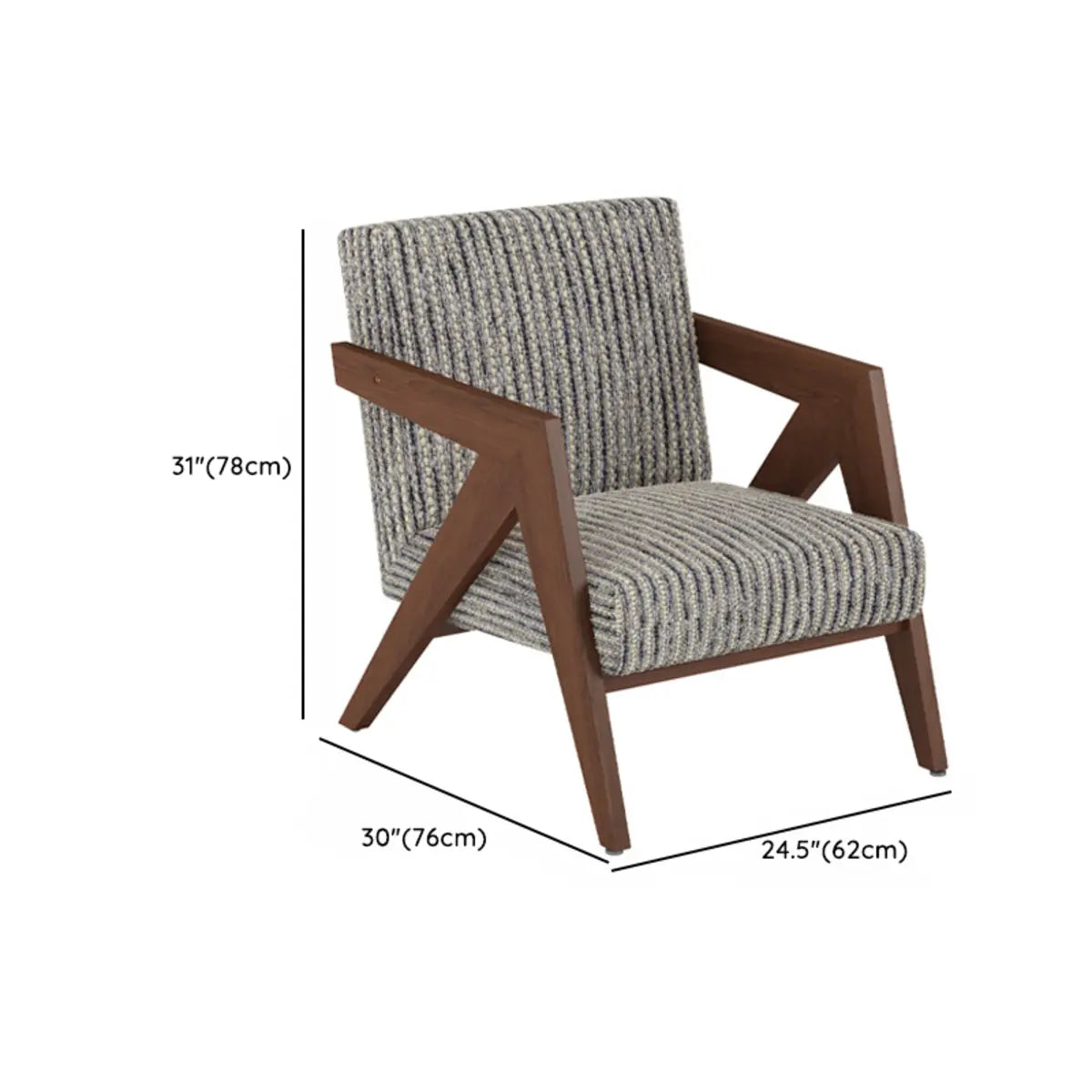 Grey Cotton Linen Tight Back Square Arm Accent Chair 
