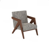 Grey Cotton Linen Tight Back Square Arm Accent Chair Image - 2
