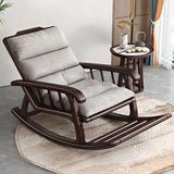Grey Cotton Rocking Chair with Track Arms and Slipcover Image - 1