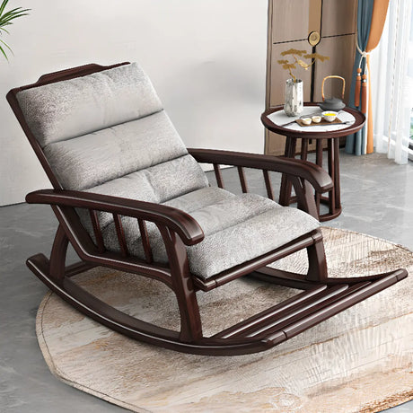 Grey Cotton Rocking Chair with Track Arms and Slipcover Image - 1