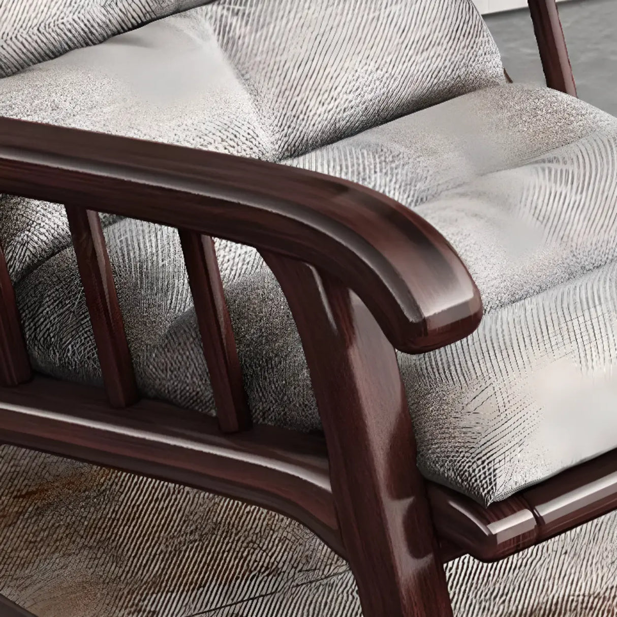 Grey Cotton Rocking Chair with Track Arms and Slipcover Image - 11