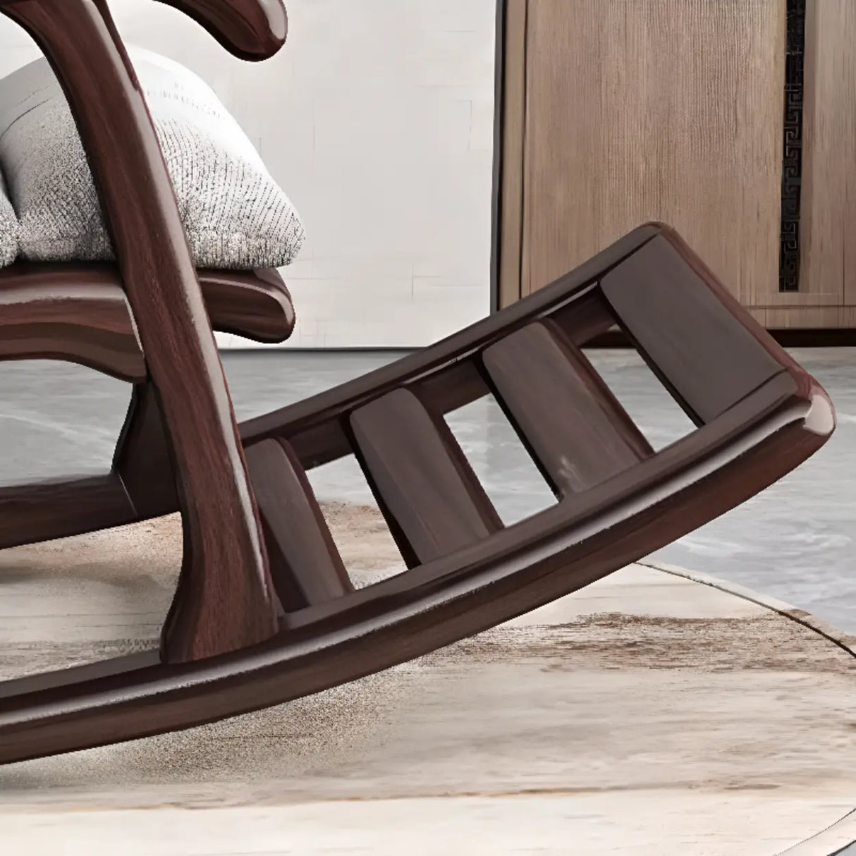 Grey Cotton Rocking Chair with Track Arms and Slipcover Image - 12
