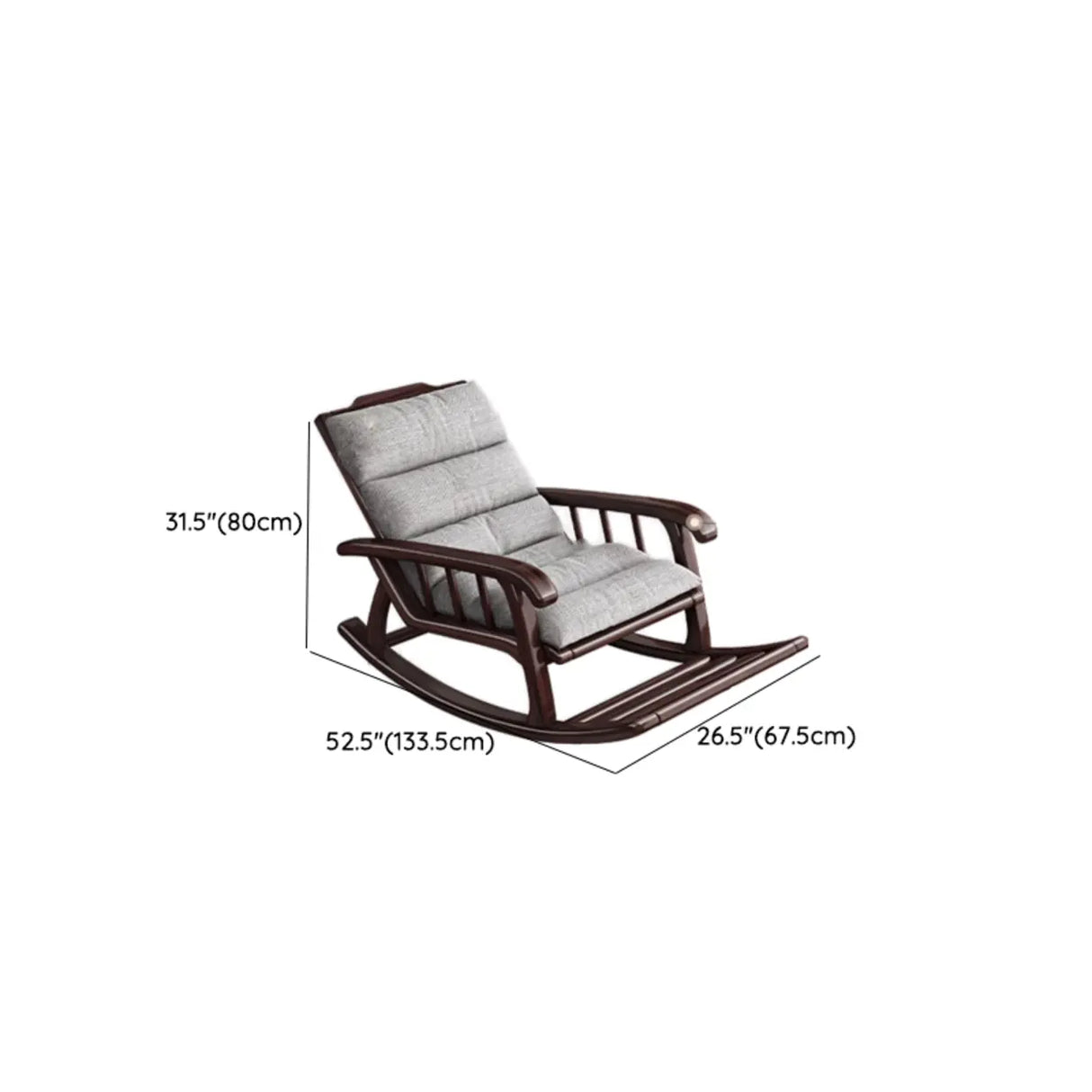 Grey Cotton Rocking Chair with Track Arms and Slipcover 