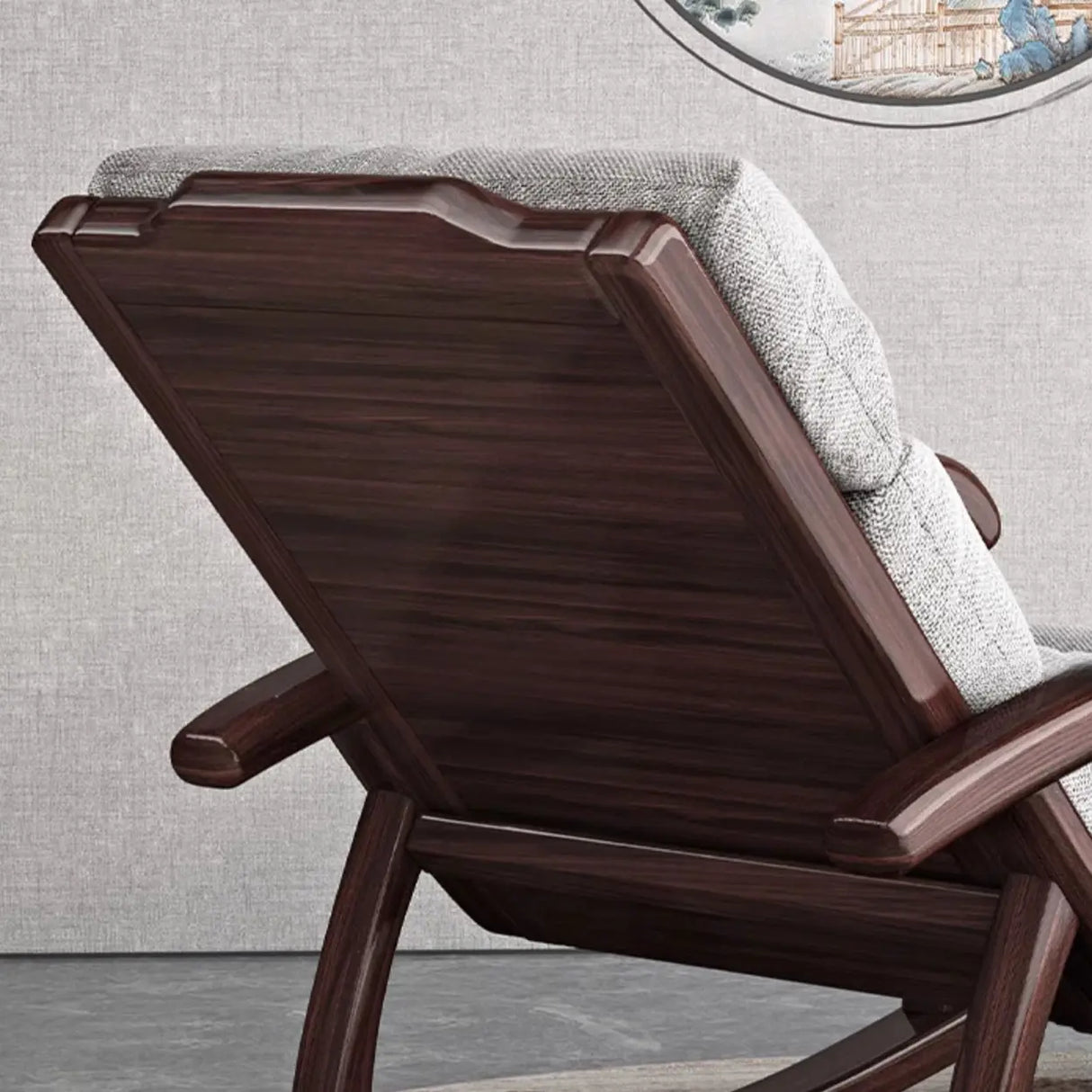 Grey Cotton Rocking Chair with Track Arms and Slipcover Image - 8