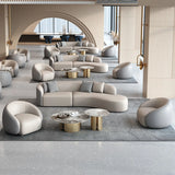 Grey Curved Leather Reception Sofa Seating Group Image - 1