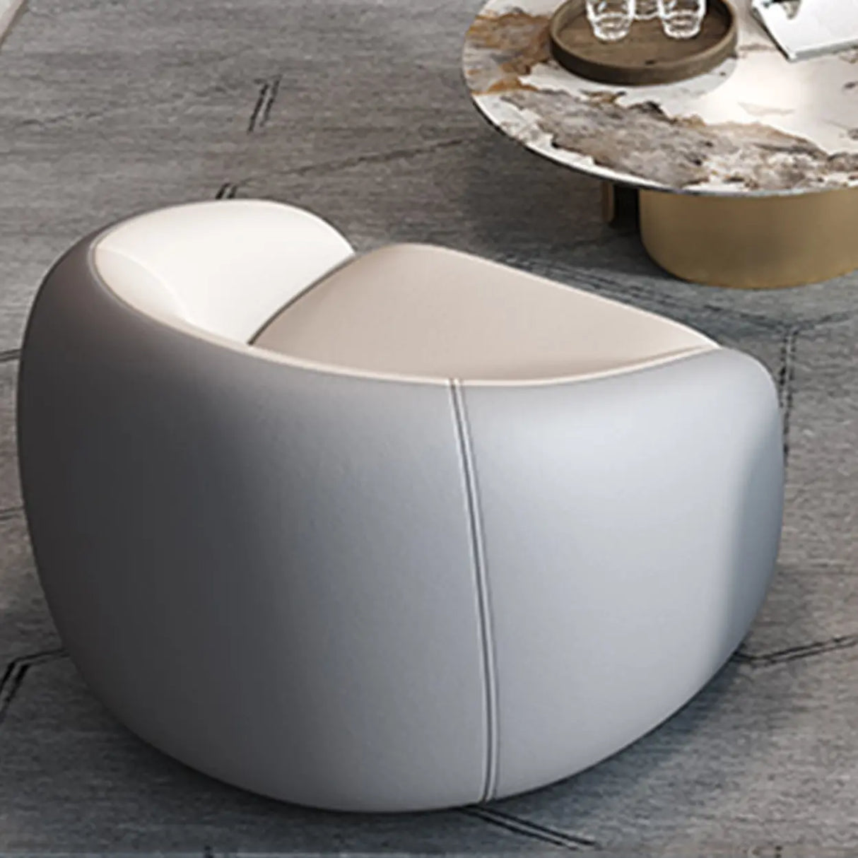 Grey Curved Leather Reception Sofa Seating Group Image - 15