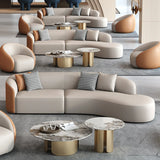 Grey Curved Leather Reception Sofa Seating Group Image - 17