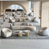 Grey Curved Leather Reception Sofa Seating Group Image - 2