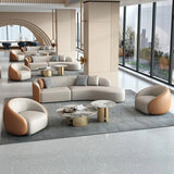 Grey Curved Leather Reception Sofa Seating Group Image - 4