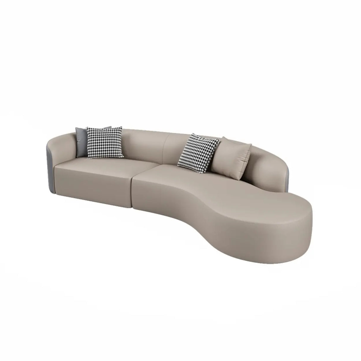 Grey Curved Leather Reception Sofa Seating Group Image - 5