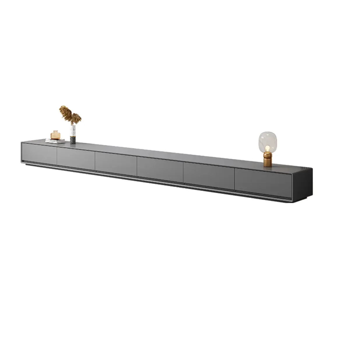 Grey Enclosed Storage Rectangle TV Stand with Drawers Image - 11