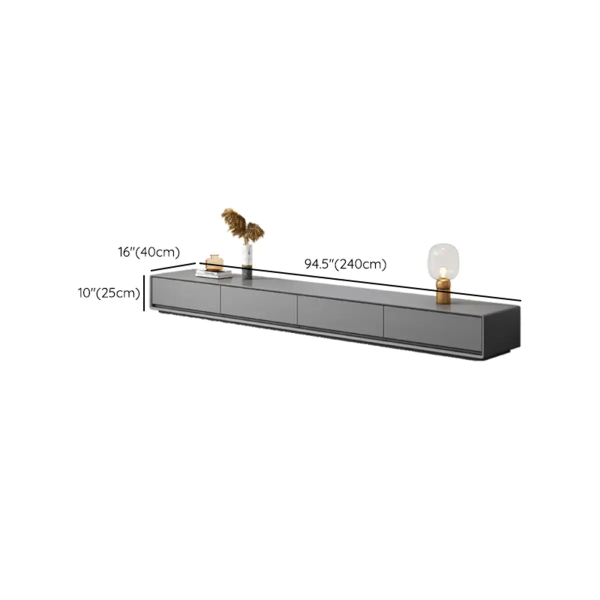 Grey Enclosed Storage Rectangle TV Stand with Drawers Image - 19