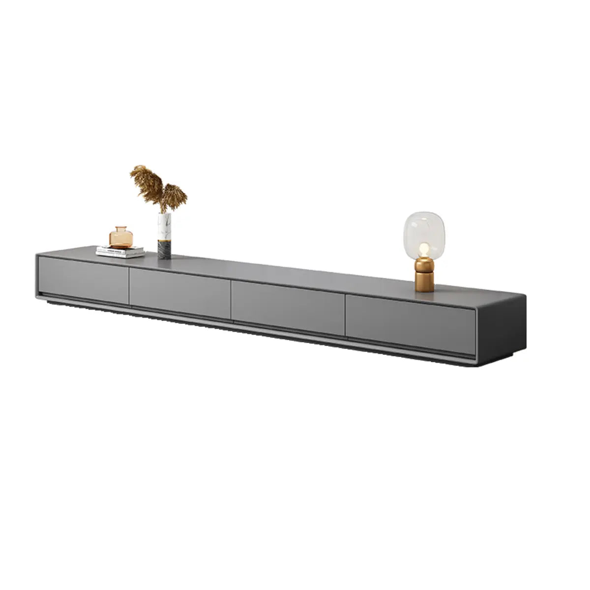 Grey Enclosed Storage Rectangle TV Stand with Drawers Image - 3