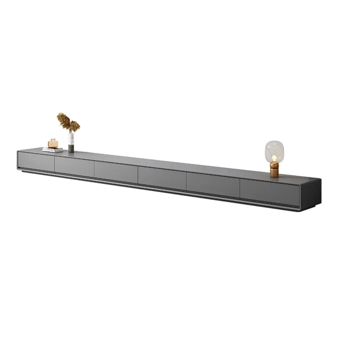 Grey Enclosed Storage Rectangle TV Stand with Drawers Image - 5