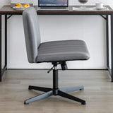 Grey Ergonomic Modern Armless Mid-Back PU Office Chair Image - 10