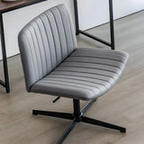 Grey Ergonomic Modern Armless Mid-Back PU Office Chair Image - 11