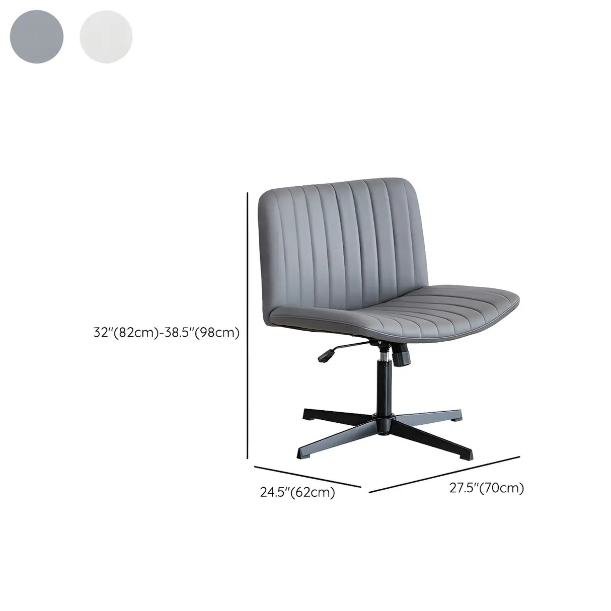 Grey Ergonomic Modern Armless Mid-Back PU Office Chair 