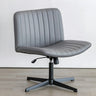 Grey Ergonomic Modern Armless Mid-Back PU Office Chair Image - 3