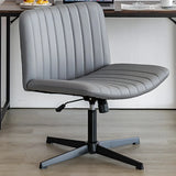 Grey Ergonomic Modern Armless Mid-Back PU Office Chair Image - 4