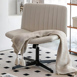 Grey Ergonomic Modern Armless Mid-Back PU Office Chair Image - 5